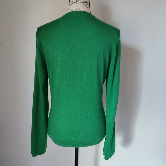 NWoT Kangra Silk Cotton Blend Sweater Pullover V-Neck Green - Picture 4 of 9
